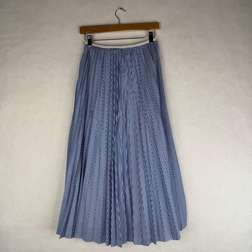 J CREW Pleated Midi Skirt in Stripe - AW499 - Sz 0 - Picture 5 of 14